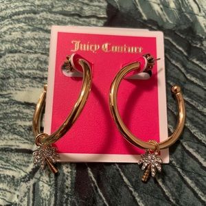Juicy Couture gold palm tree hoops